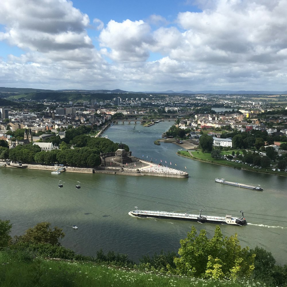 white ship in river during daytime