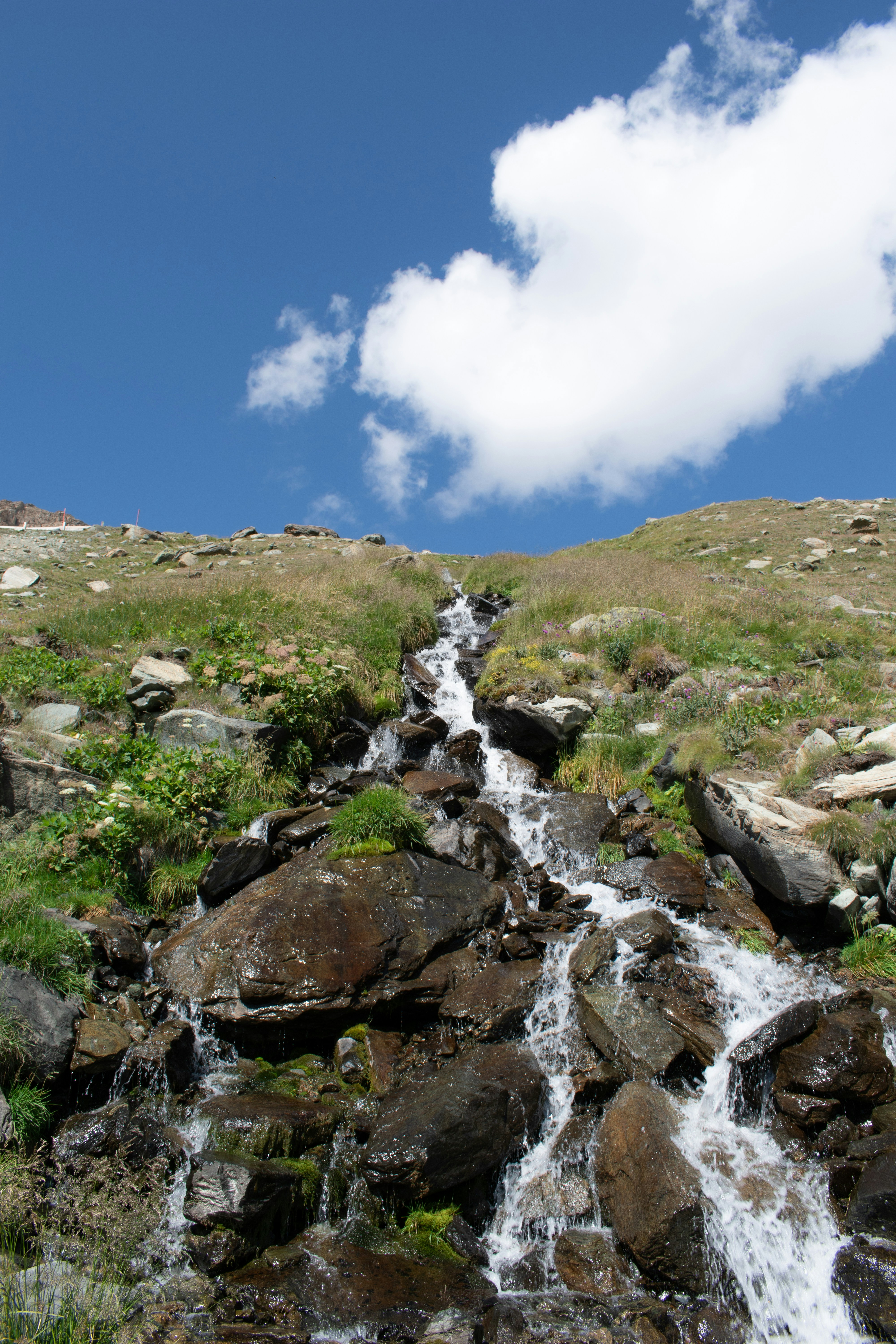 waterfalls on hill