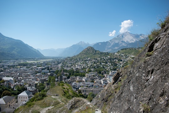 city near mountains in Sion Switzerland