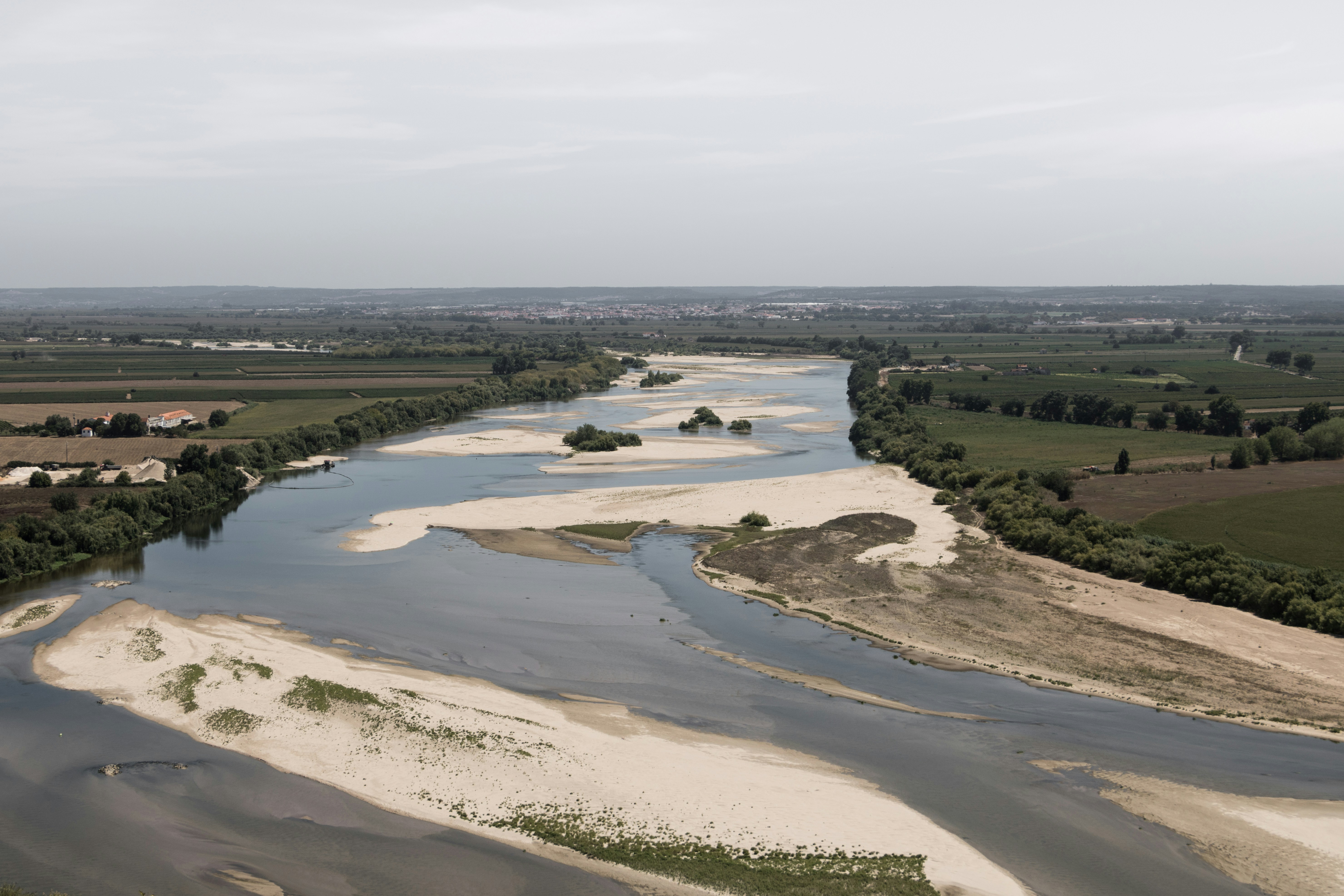 aerial view of green grass field and trees during daytime, Rio tejo