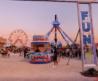 people in amusement park during daytime