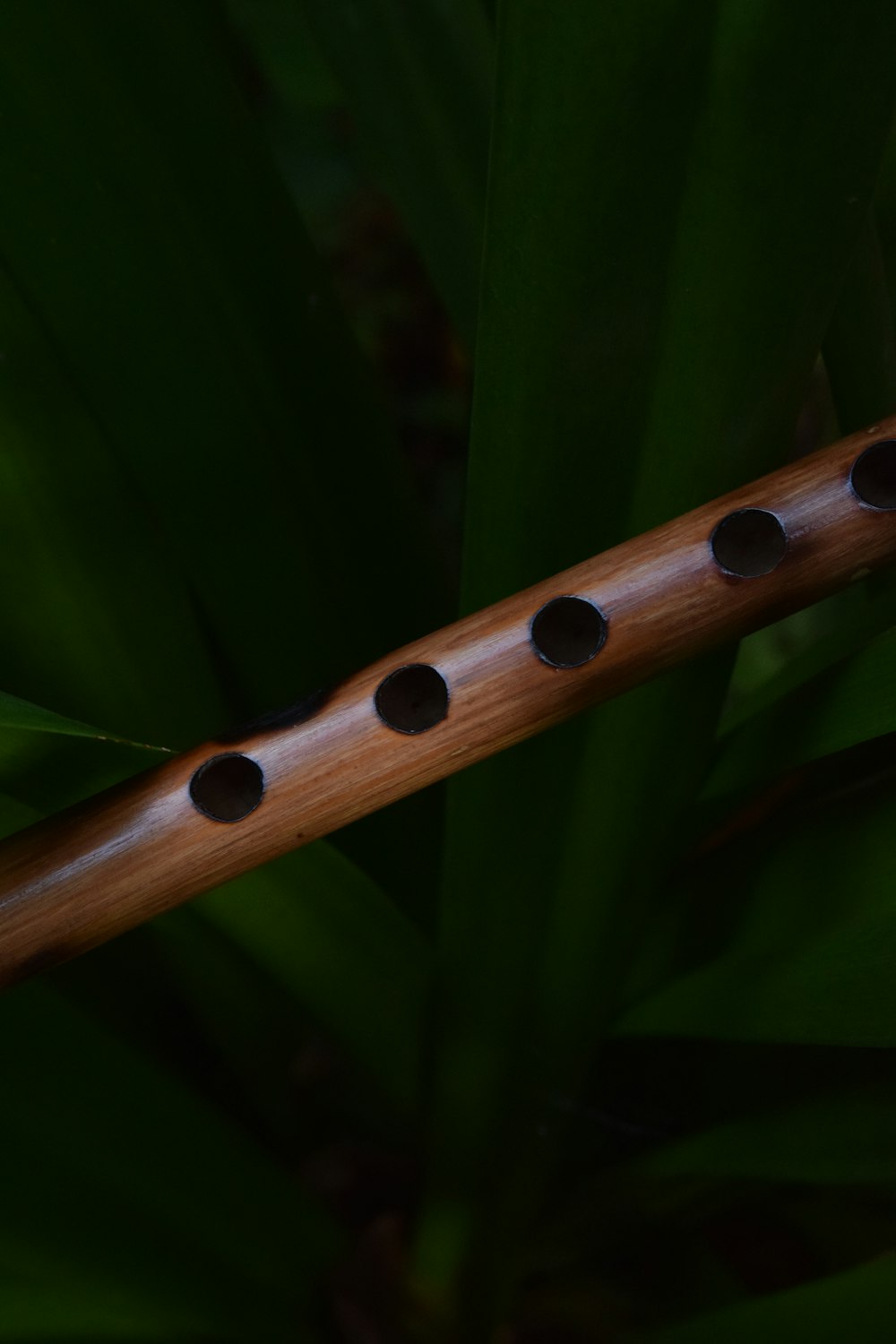 flauta de madera marrón