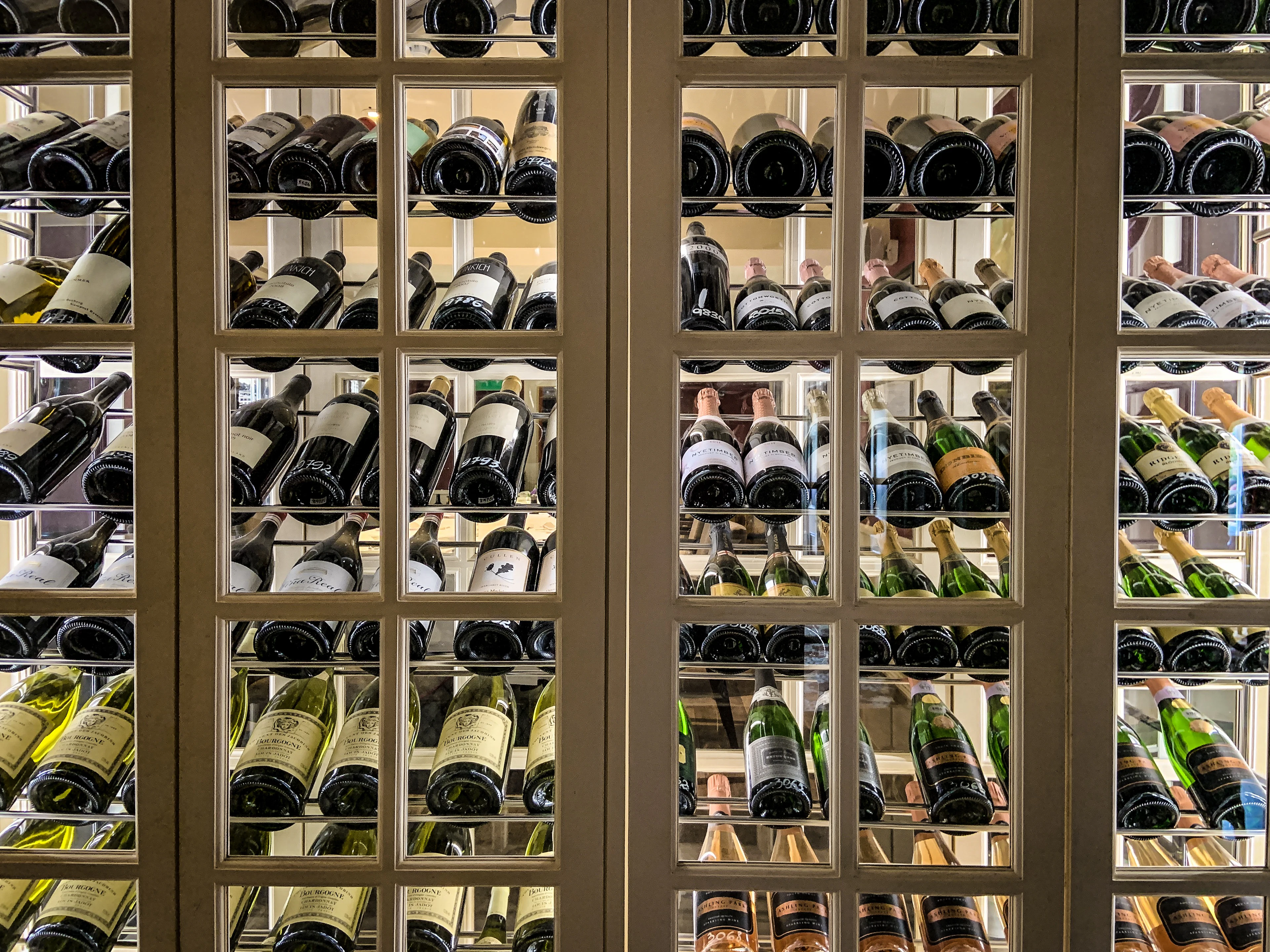 Glass-front wine and bottle storage