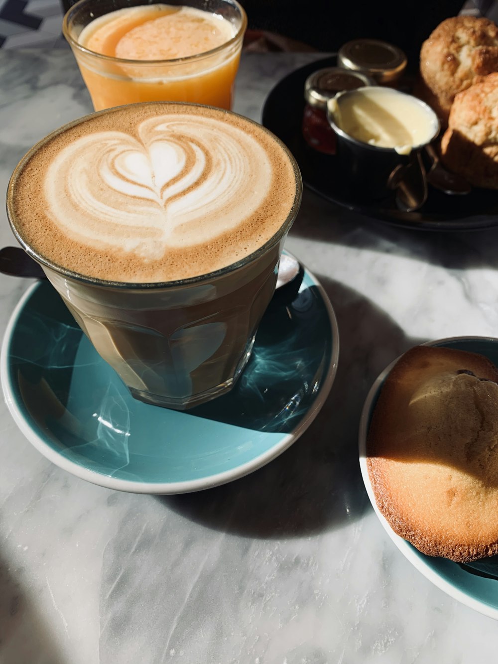 cappuccino near muffins