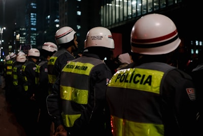 policemen near building