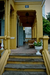 A welcoming entrance of Bridge Academy Senegal with green and yellow accents.