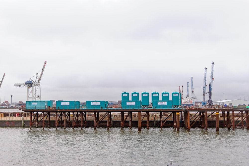 blue intermodal containers