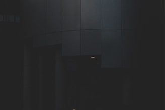 A sleek, dark obsidian architectural structure illuminated with subtle gold accents, embodying mysterious elegance and flow.