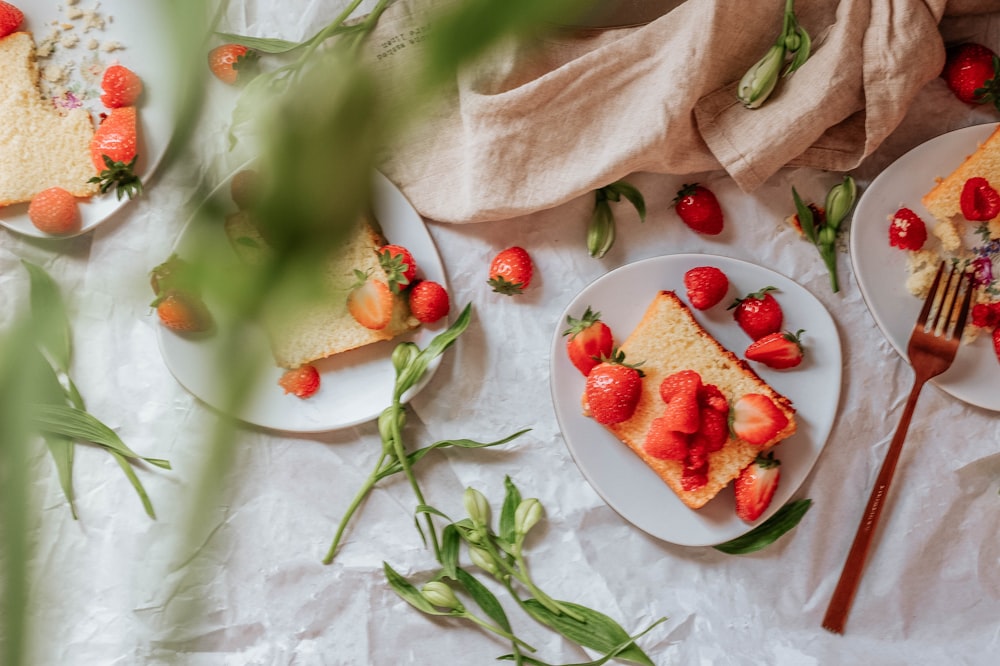 strawberries on plates