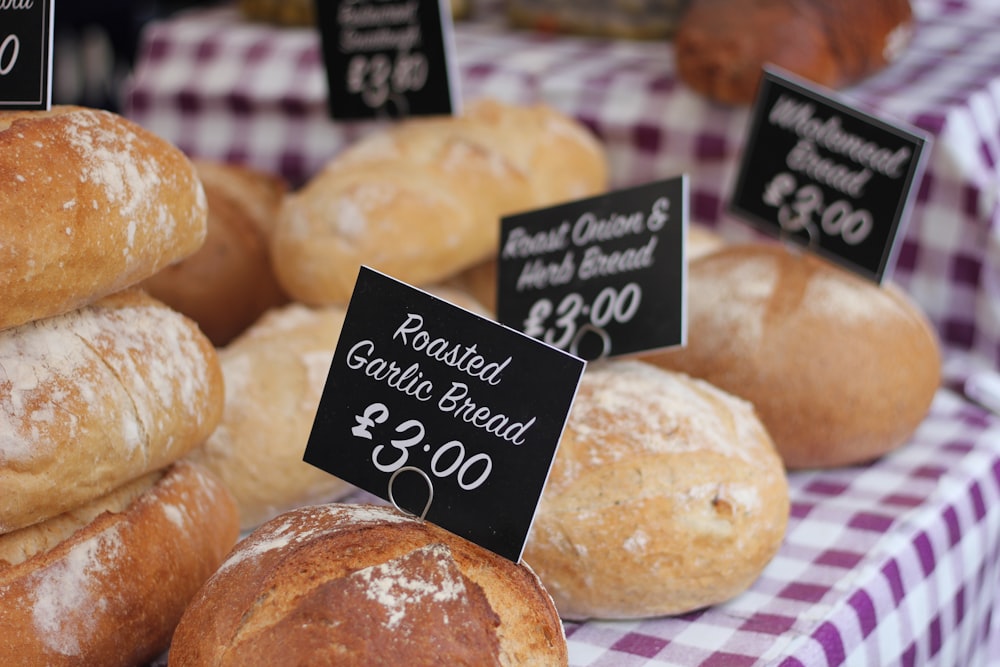 pastries with sign