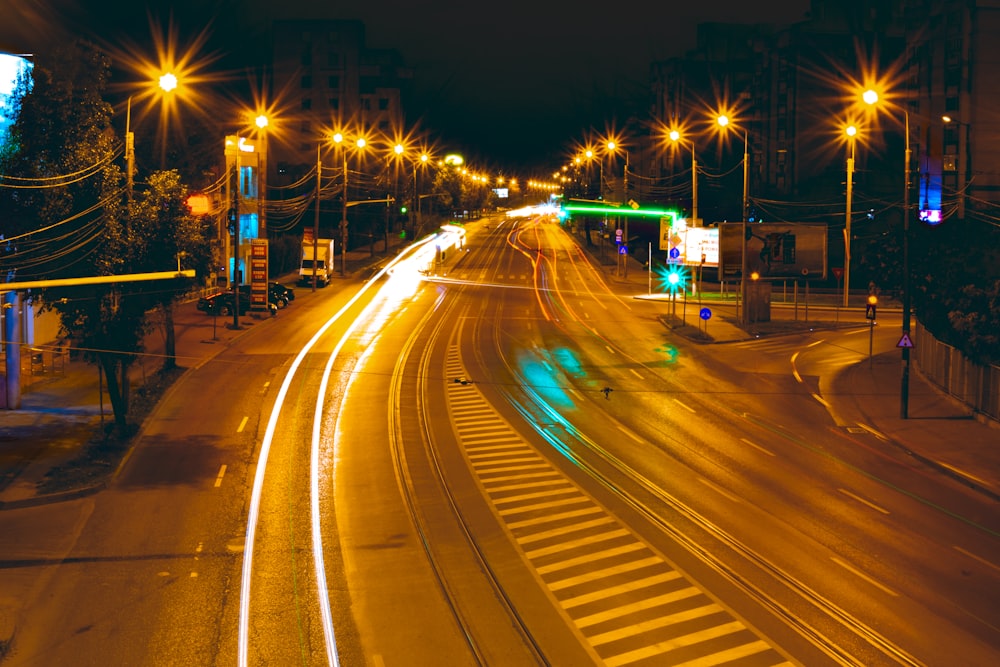 black concrete road at nighttime