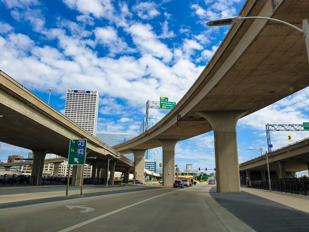 architectural photography of brown concrete road bridge