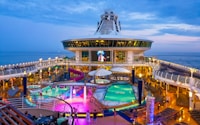 white and multicolored cruise ship