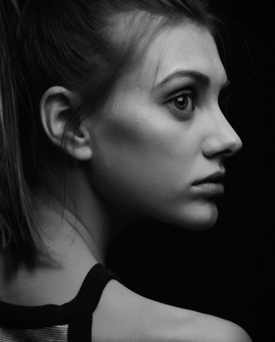 A profile portrait with a defined jawline