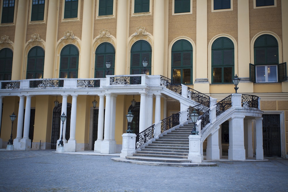 a large building with a staircase leading up to it