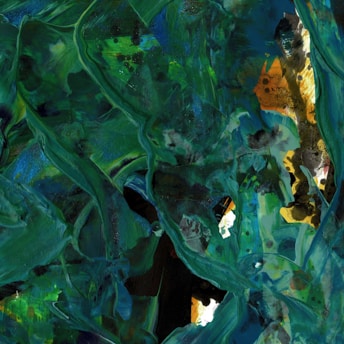 An abstract painting featuring vibrant colors and textured layers, evoking a sense of calm and creativity.