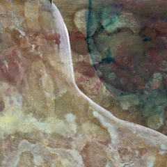 Mixed media piece featuring layered textures in earthy tones.