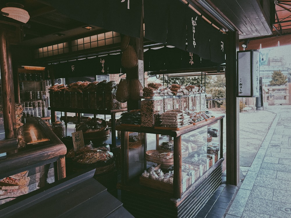 assorted food display on display counter