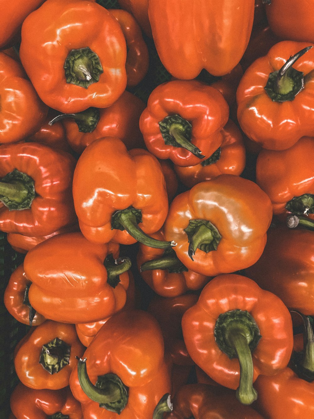 pile of red bell peppers