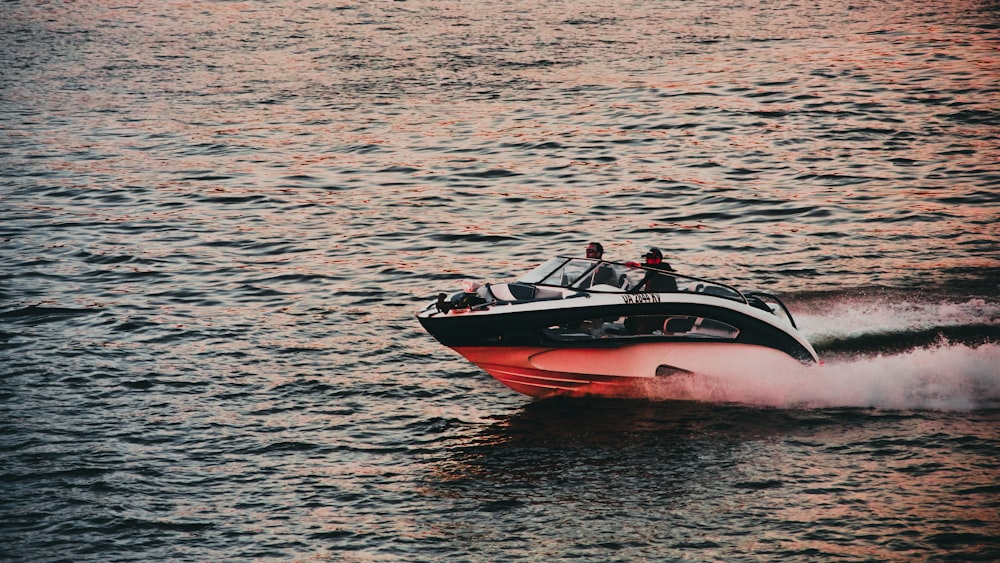 black and white boat