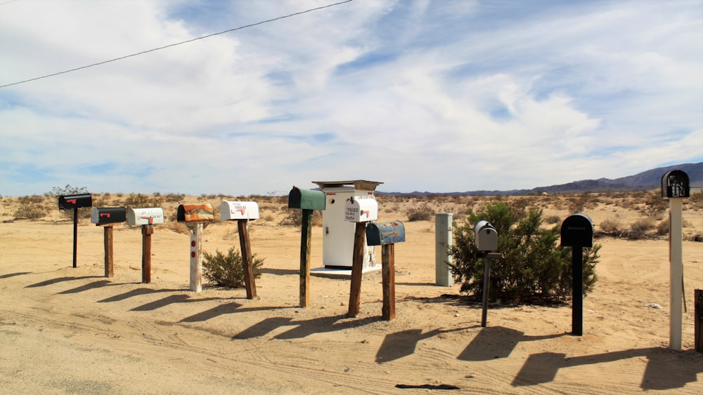 mail boxes beside road