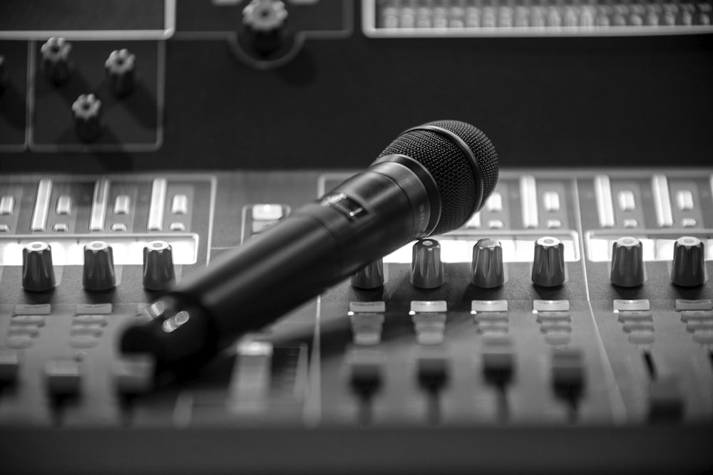 wireless microphone on audio mixer