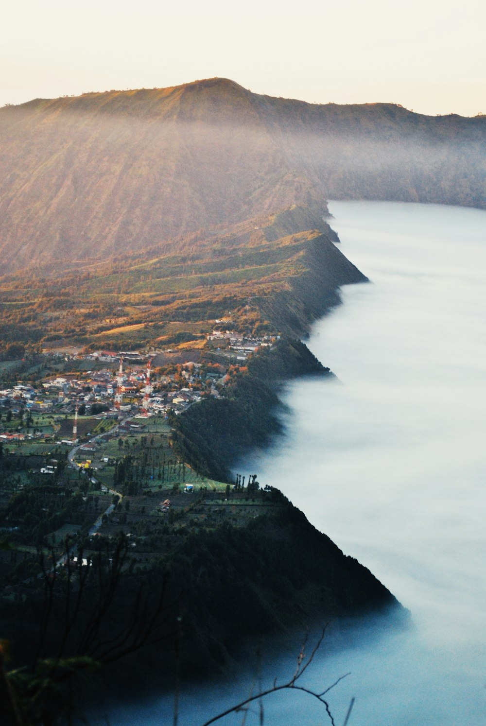 town beside cliff