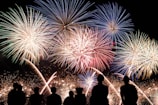 yellow, red and blue fireworks
