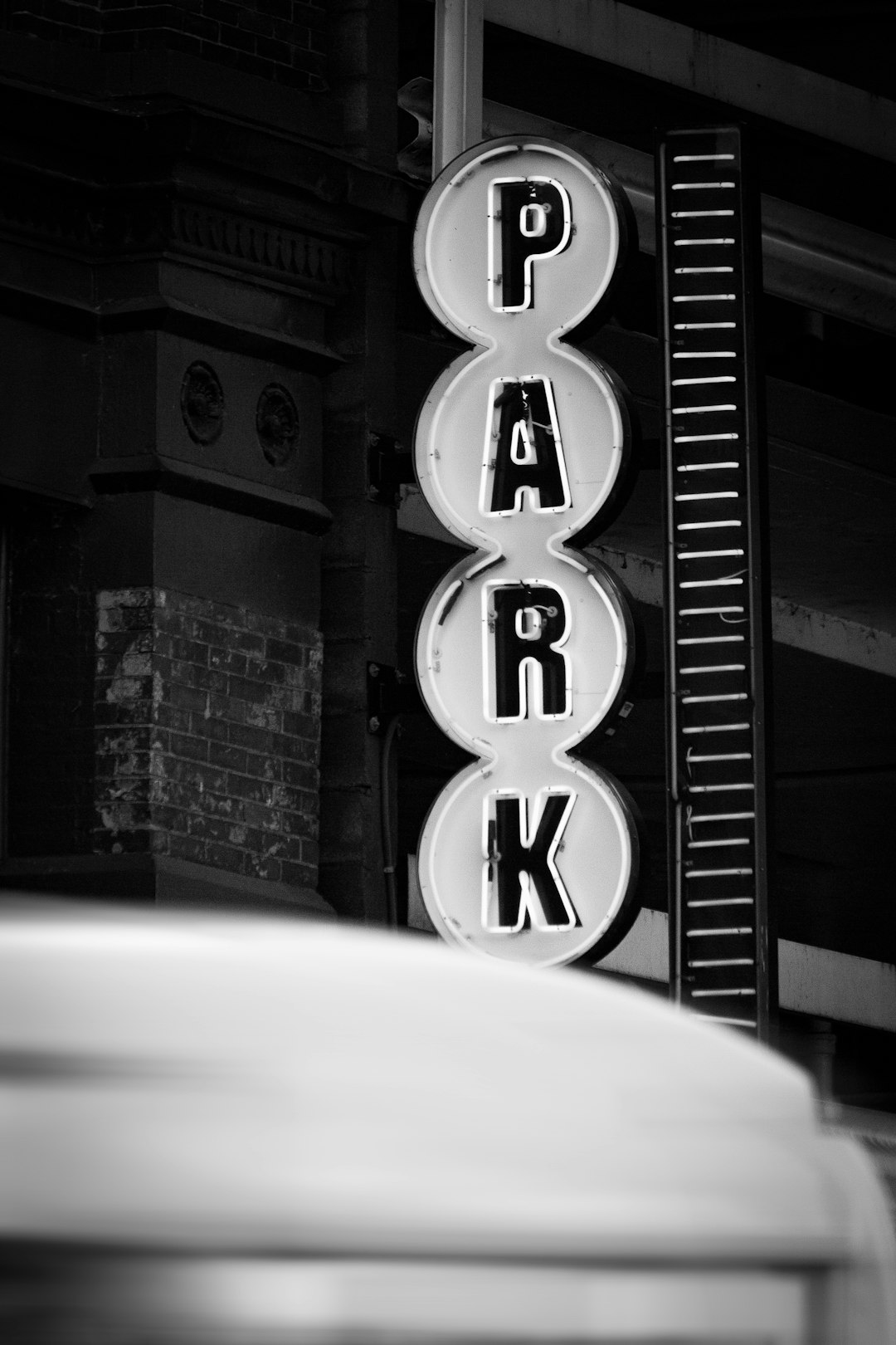 black and white Park neon light