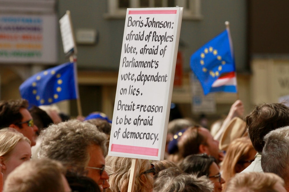 people holding banners