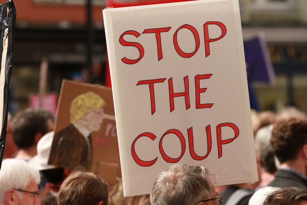 stop the coup signage
