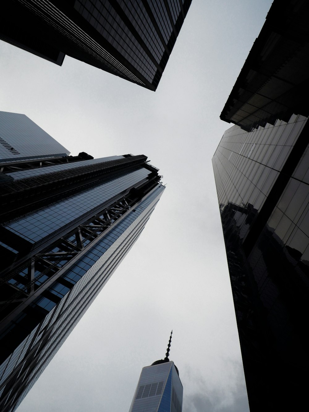 low angle photography of curtain wall high-rise buildings