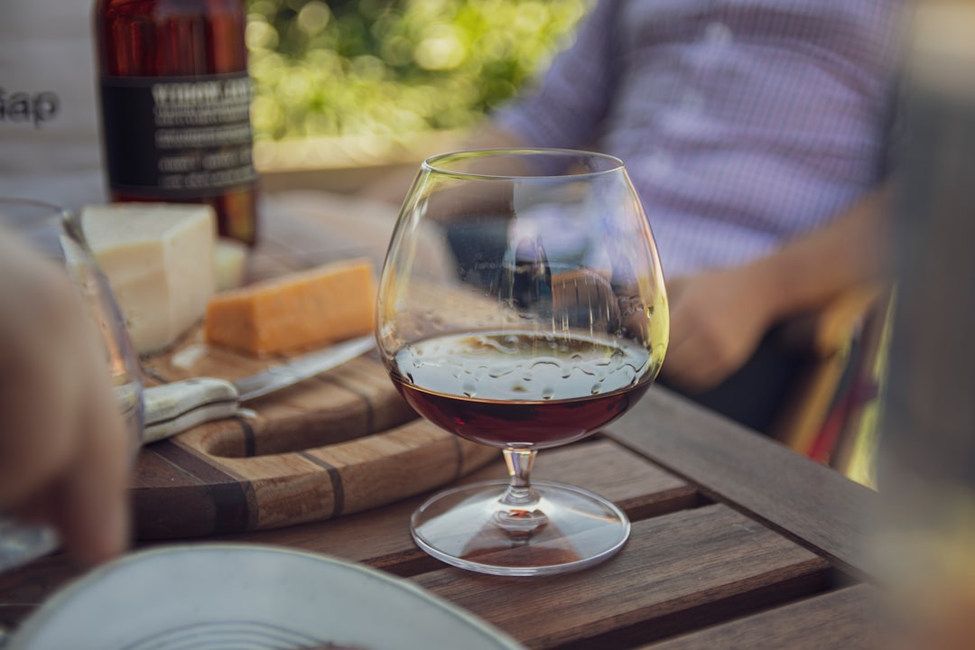 half filled snifter glass, Backyard BBQ and good times w/ friends. (Photographed with my dad