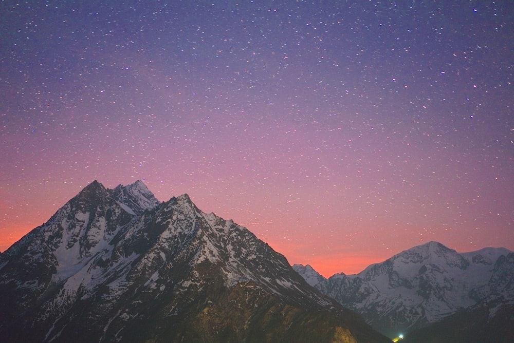 mountain ranges during sunset