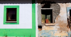 Before and after shots showing a worn-out window replaced with a sleek modern design