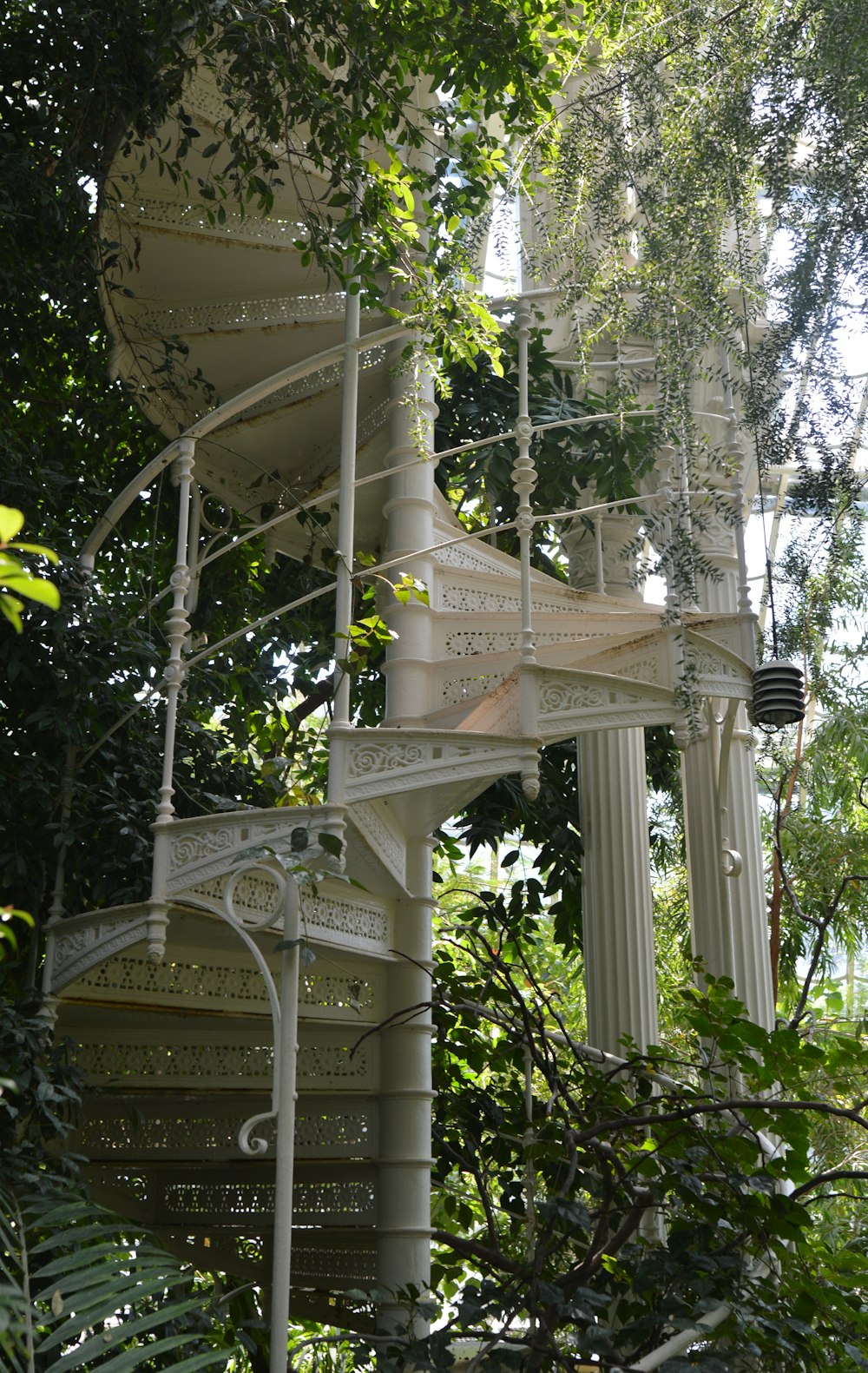 white spiral staircase