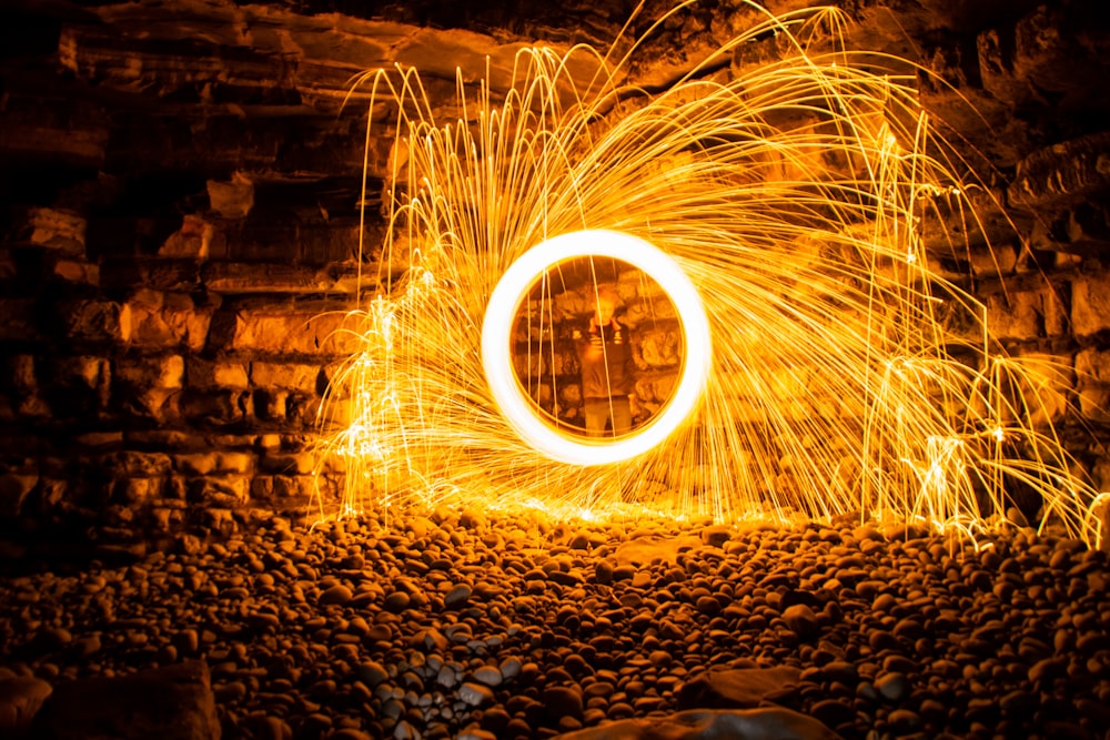 Photographie de lumières en laine d’acier