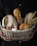 Close-up of a happy customer holding a basket filled with fresh baking ingredients from Rotinexus.