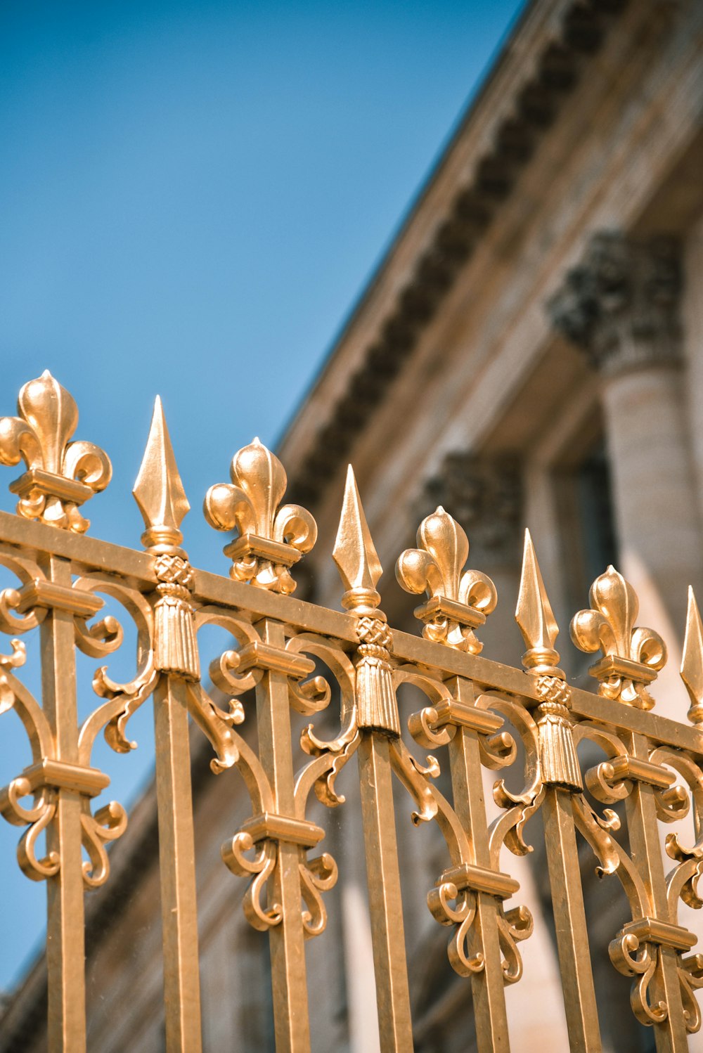 brass-colored fence