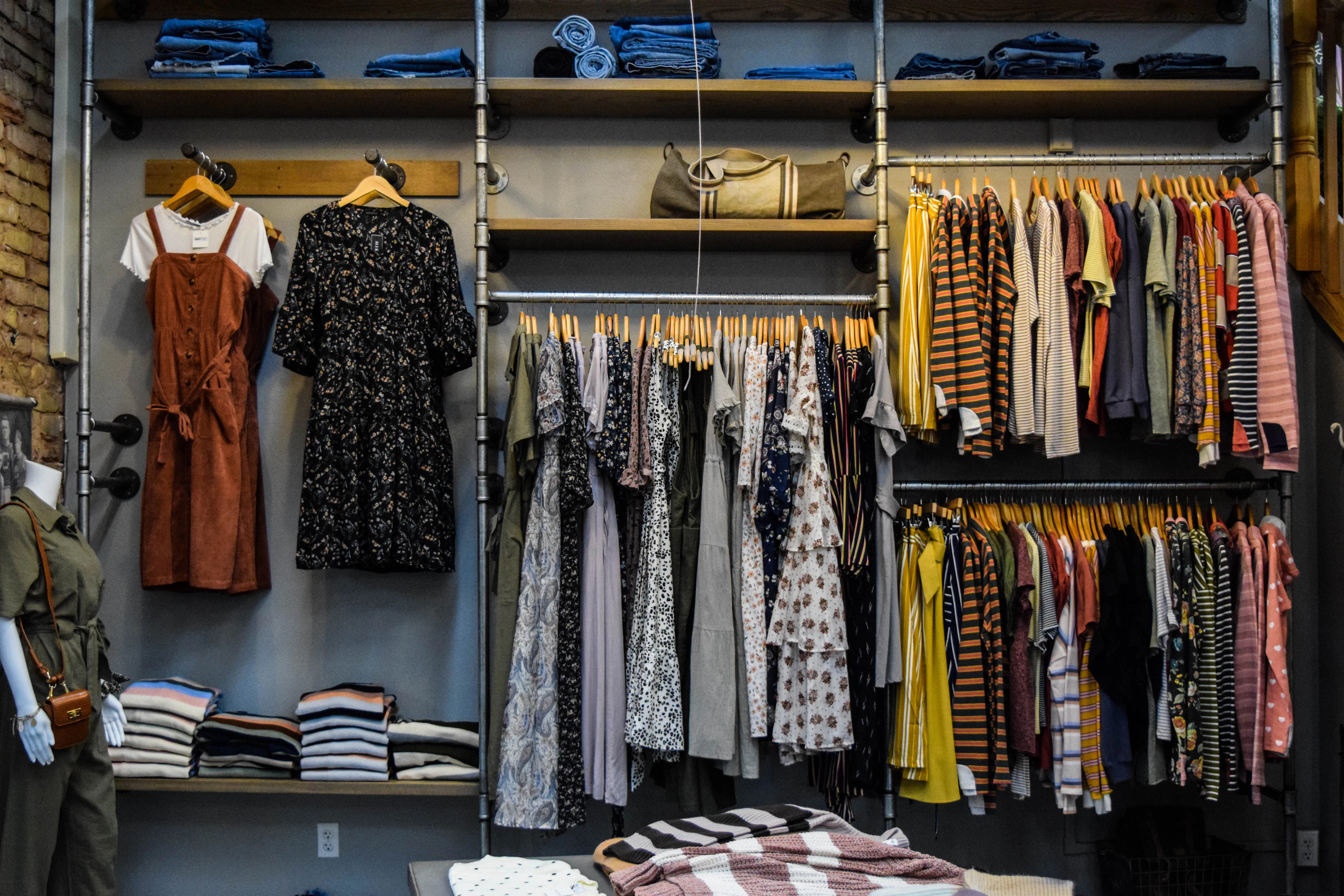 Shop interior with vintage clothing