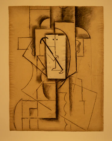Numbered minimalist drawing featuring geometric forms and initials