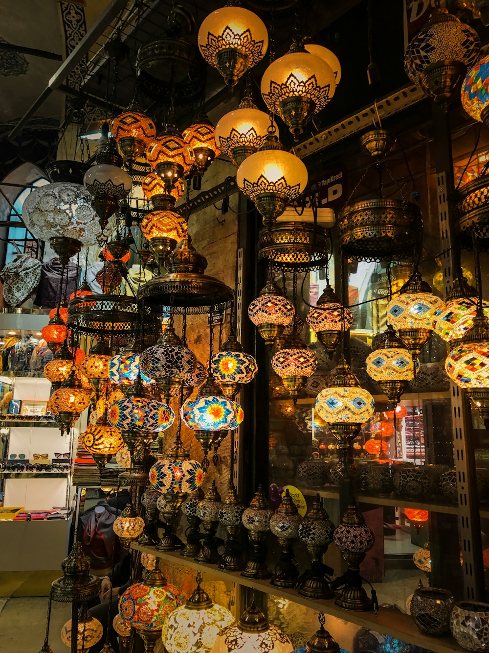brown lantern lamp