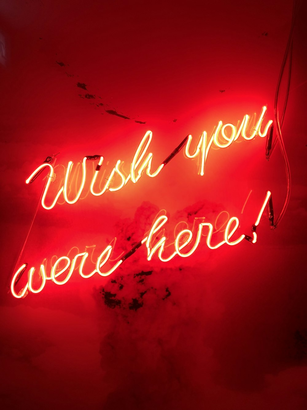 yellow wish you were here! neon sign