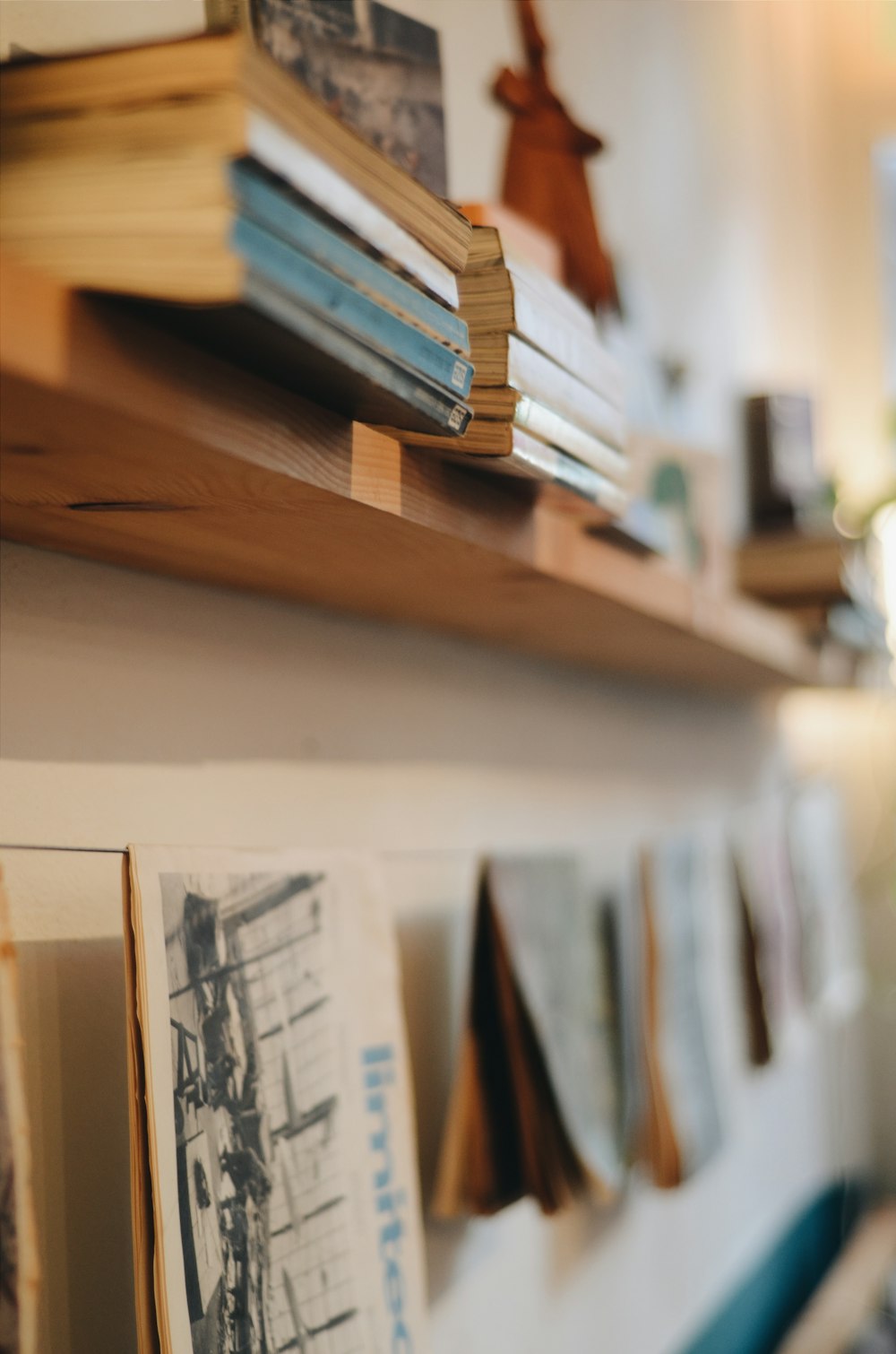 books on floating shelf