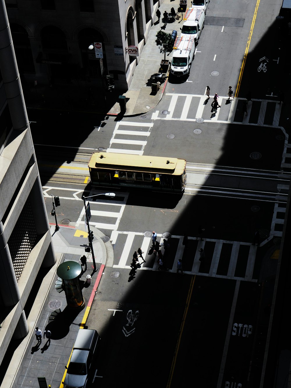 top view of street with railway