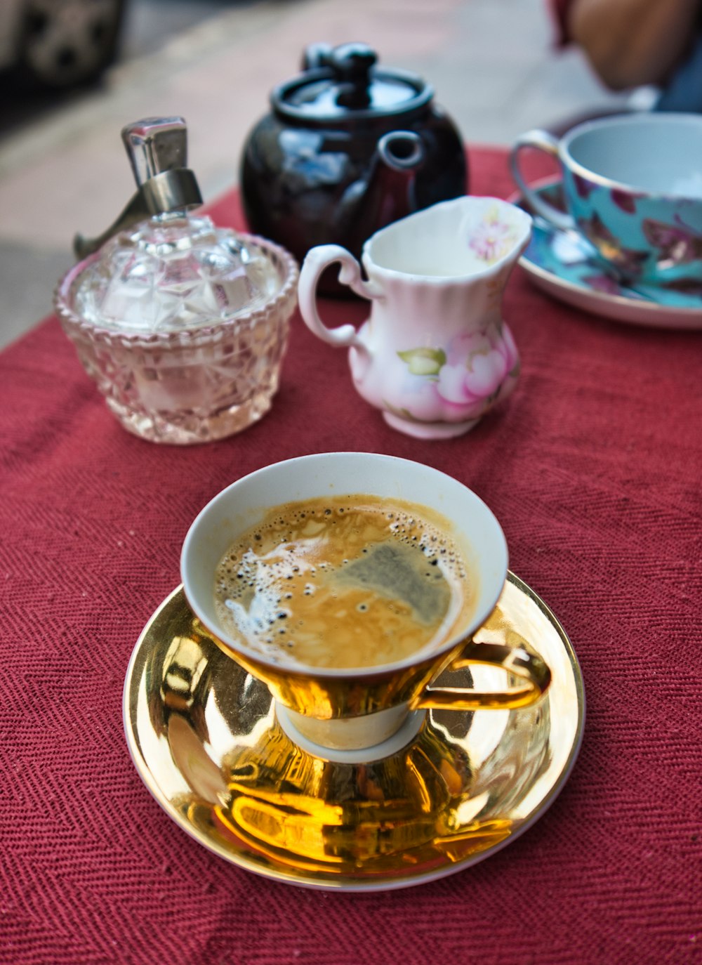 a cup of coffee sitting on top of a saucer