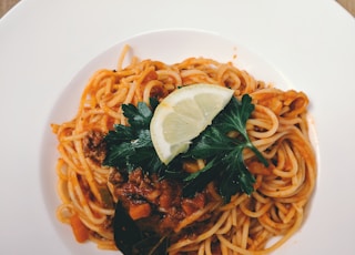 cooked pasta in plate