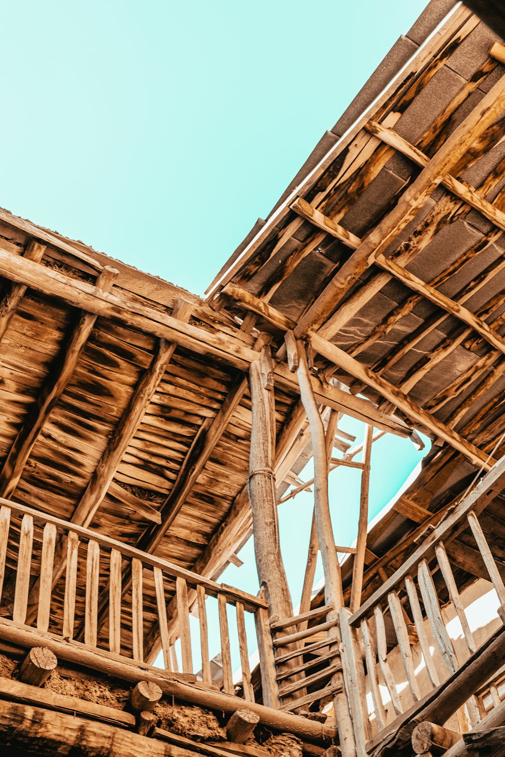 low angle view of nipa hut