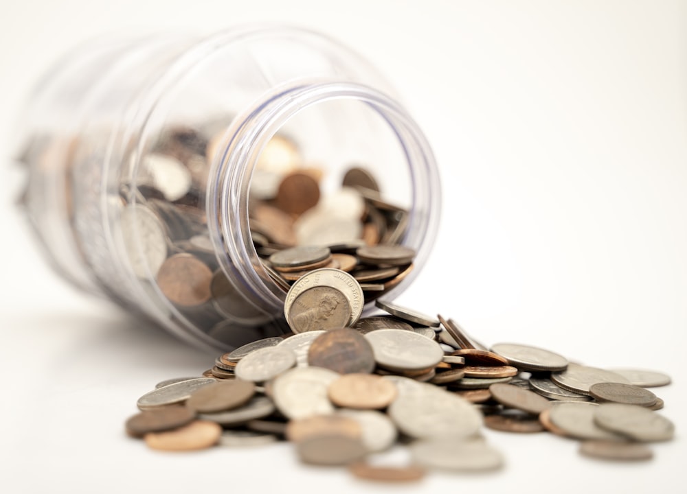 spilled coins from the jar