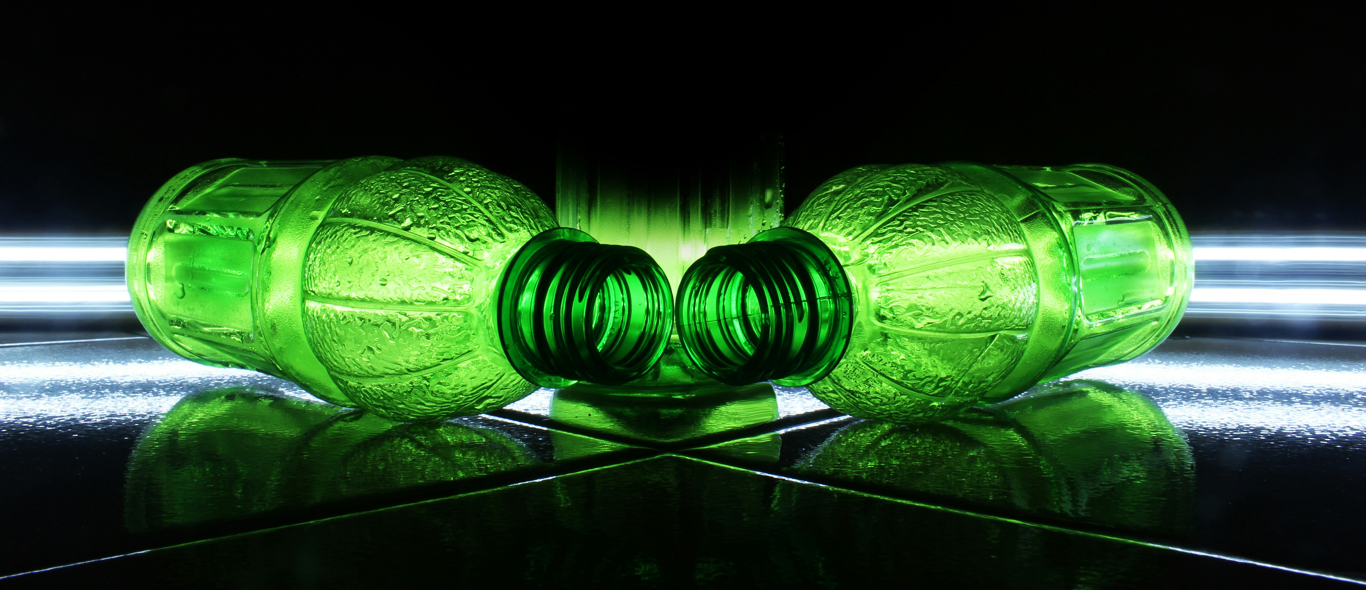 green plastic bottles